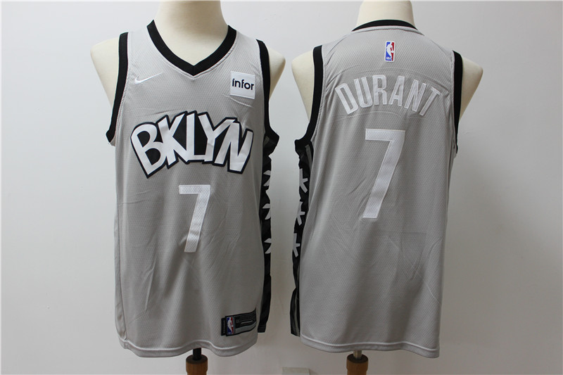 Men Brooklyn Nets #7 Durant grey Home Stitched NBA Jersey